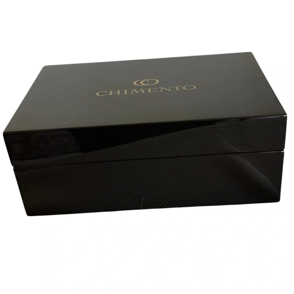CHIMENTO Jewelry Box Multi Compartments Black Lacquered Wood 8” X 5”